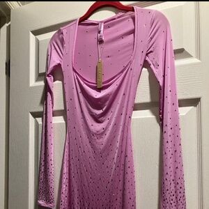 NWT XXS SKIMS Jelly Sheer Petal Rhinestone mini dress